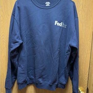 Vintage Men’s FedEx Blue/White Logo Pullover Fleece Sweatshirt- Size XL